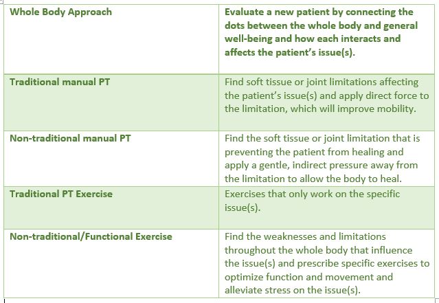 the different approaches involved in physical therapy 